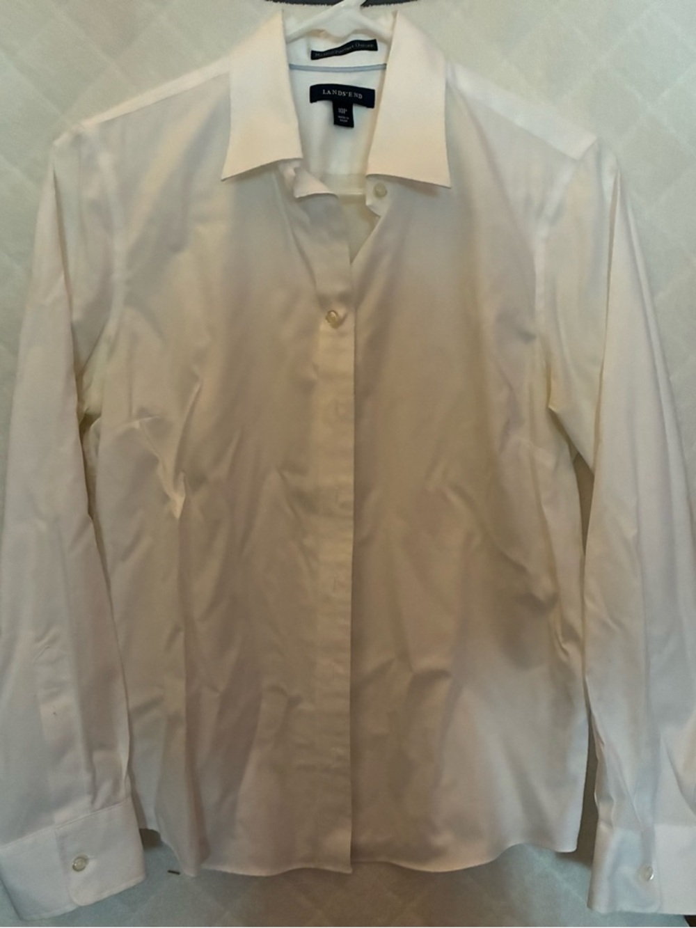 Lands' End Women’s White Long-Sleeve Dress Shirt - Spread Collar